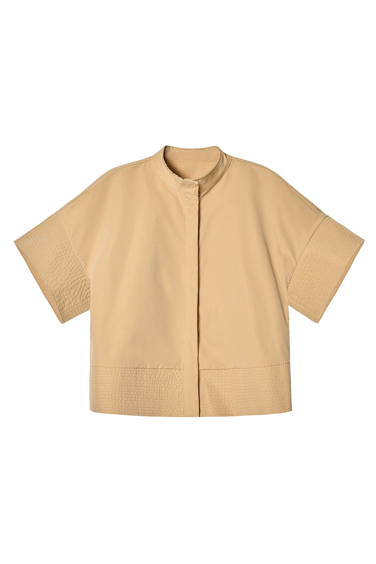 Womens Khaki Cropped Short Sleeve Shirts| CicyBell