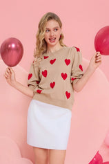 Womens Khaki 3/4 Puff Sleeve Sweater | CicyBell