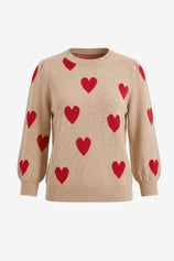 Womens Khaki 3/4 Puff Sleeve Sweater | CicyBell