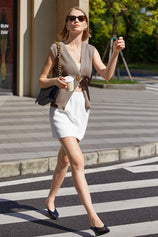 Cicy Bell Womens Khaki V Neck Sweater Vest