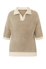 Cicy Bell Womens Khaki Striped Cropped Sweaters Tops