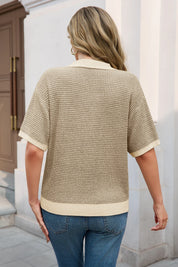 Cicy Bell Womens Khaki Striped Cropped Sweaters Tops