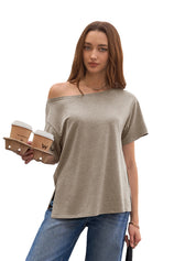 Womens Khaki Oversized T-Shirts  | CicyBell