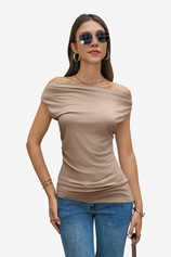Womens Khaki Cowl Neck Tank Tops | CicyBell