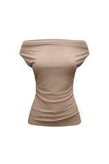 Womens Khaki Cowl Neck Tank Tops | CicyBell