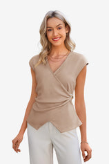 Womens Khaki V Neck Wrap Tank Tops | CicyBell