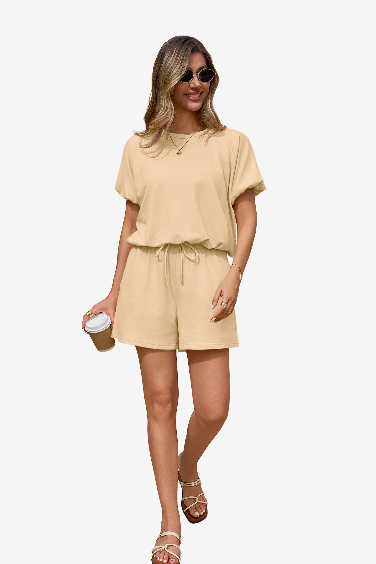 Womens Khaki Summer 2 Piece Short Sets | CicyBell