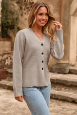 Cicy Bell Womens Khaki Cardigan Sweaters
