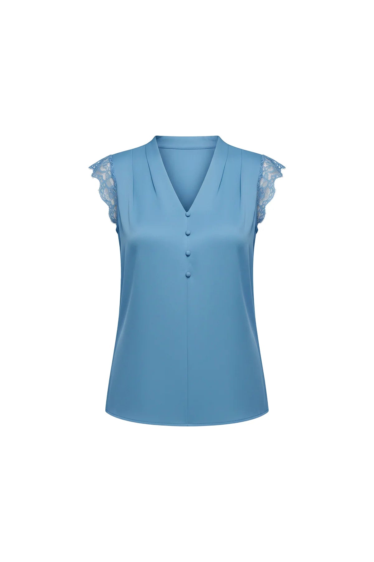 Womens Lake Blue Silk Satin Tank Tops | CicyBell