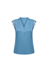 Womens Lake Blue Silk Satin Tank Tops | CicyBell