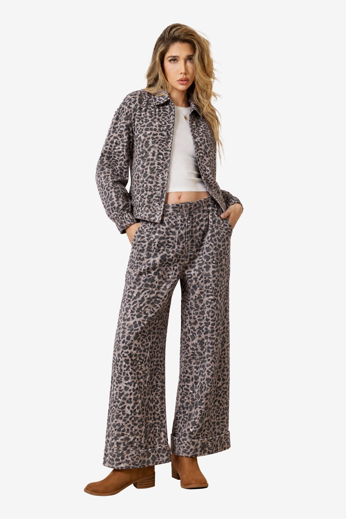 Effortless Leopard Denim Bomber Jacket Tailored | CicyBell