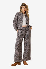 Effortless Leopard Denim Bomber Jacket Tailored | CicyBell