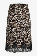 Womens Leopard Silk Satin Midi Skirts | CicyBell