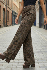 Womens Leopard Print Wide Leg Jeans | CicyBell