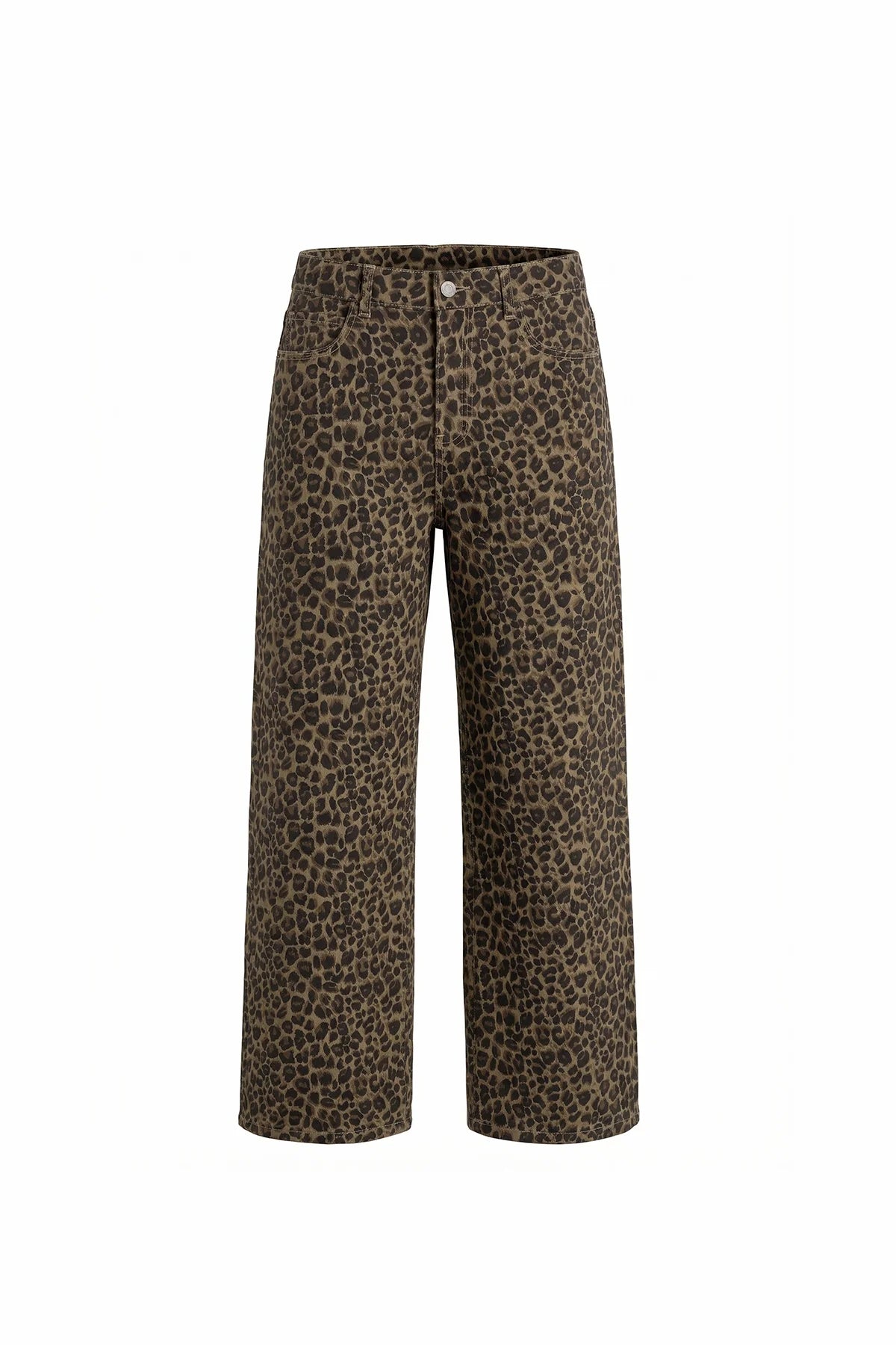 Womens Leopard Print Wide Leg Jeans | CicyBell