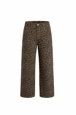 Womens Leopard Print Wide Leg Jeans | CicyBell