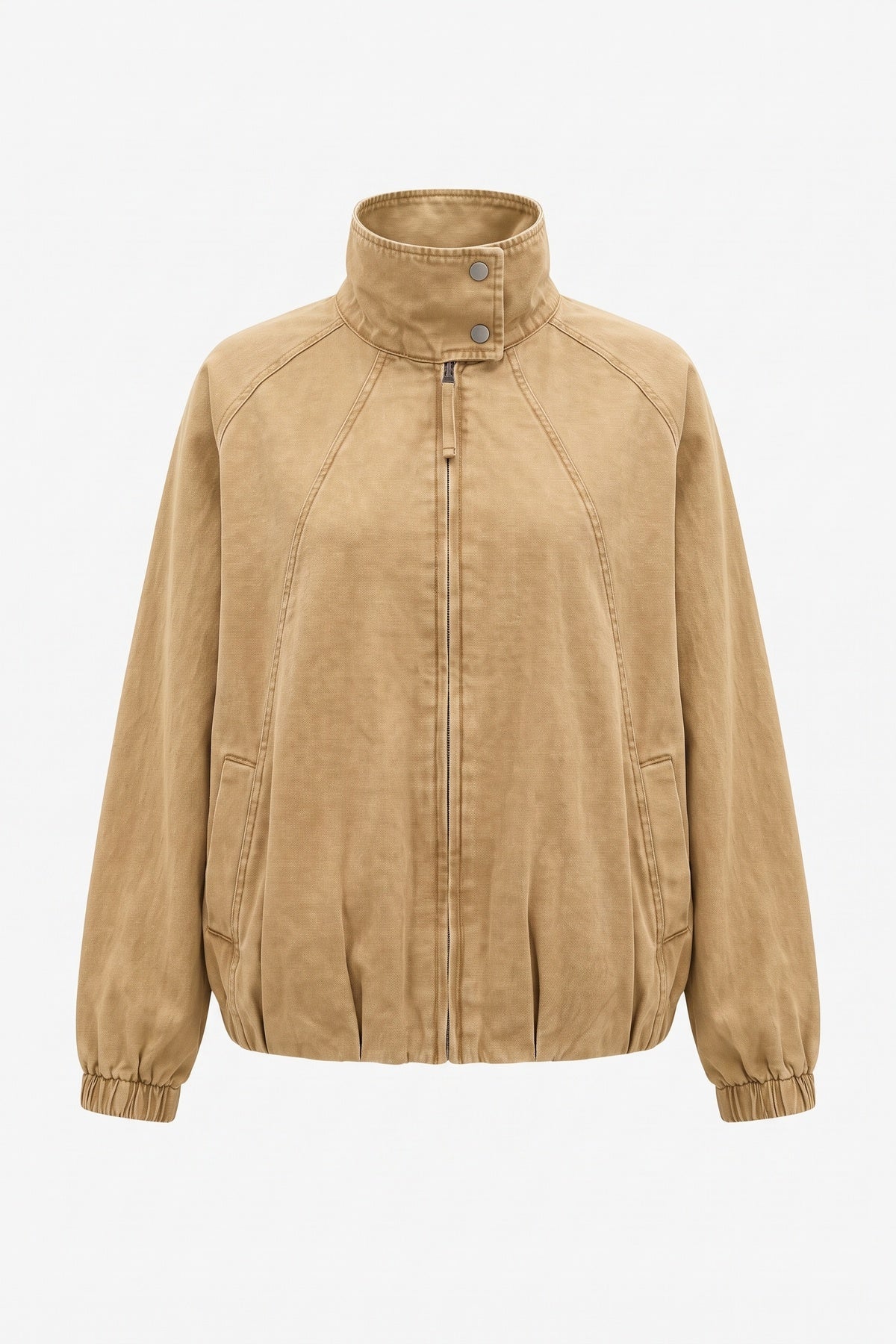 Womens Light Khaki Oversized Denim Bomber Jacket | CicyBell