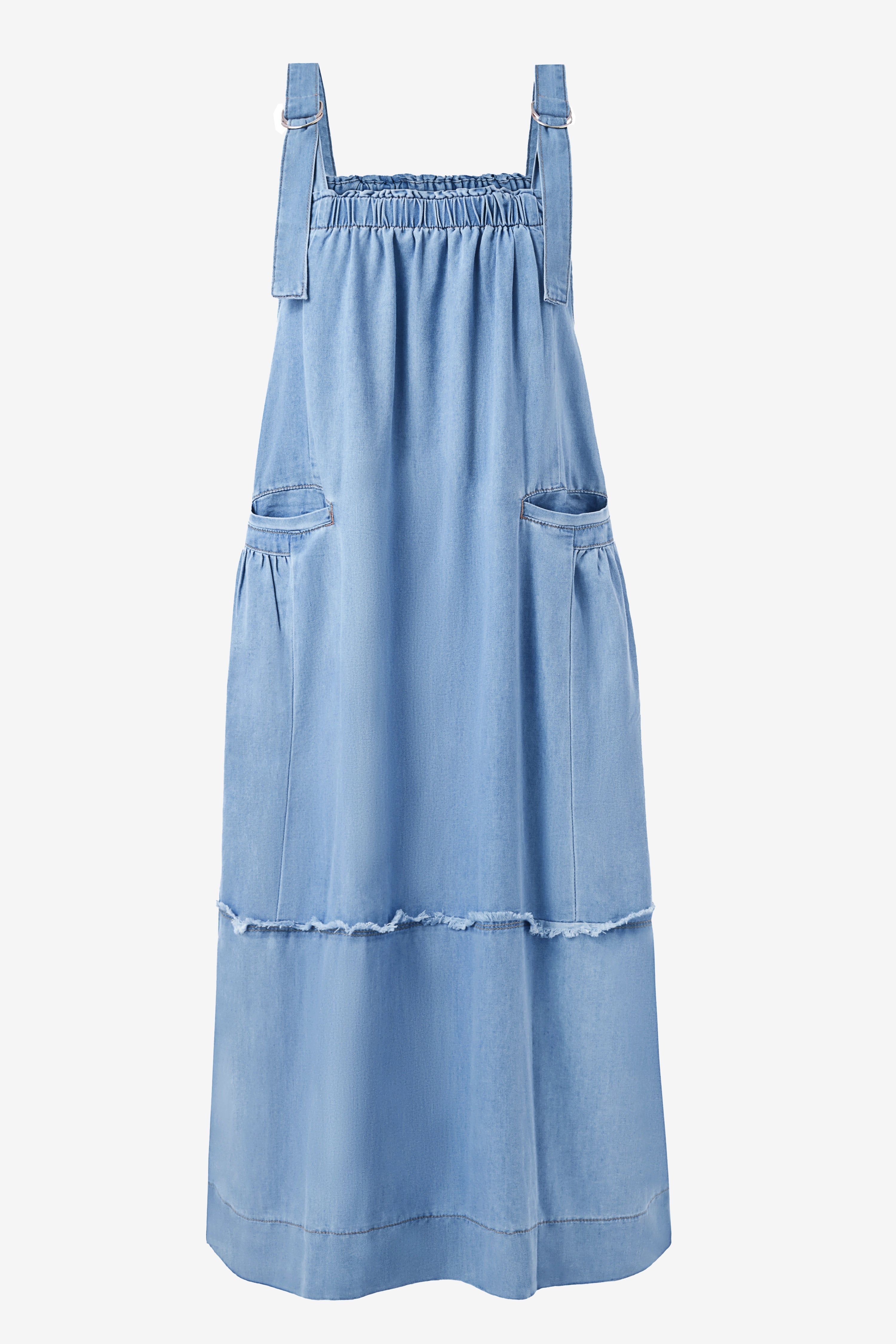 Womens Light Blue Denim Overall Dress | CicyBell