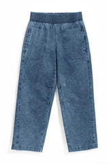 Cicy Bell Womens Light Blue Smocked Barrel Jeans