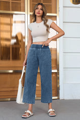 Cicy Bell Womens Light Blue Smocked Barrel Jeans
