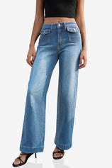 Womens Light Blue Wide Leg Jeans | CicyBell