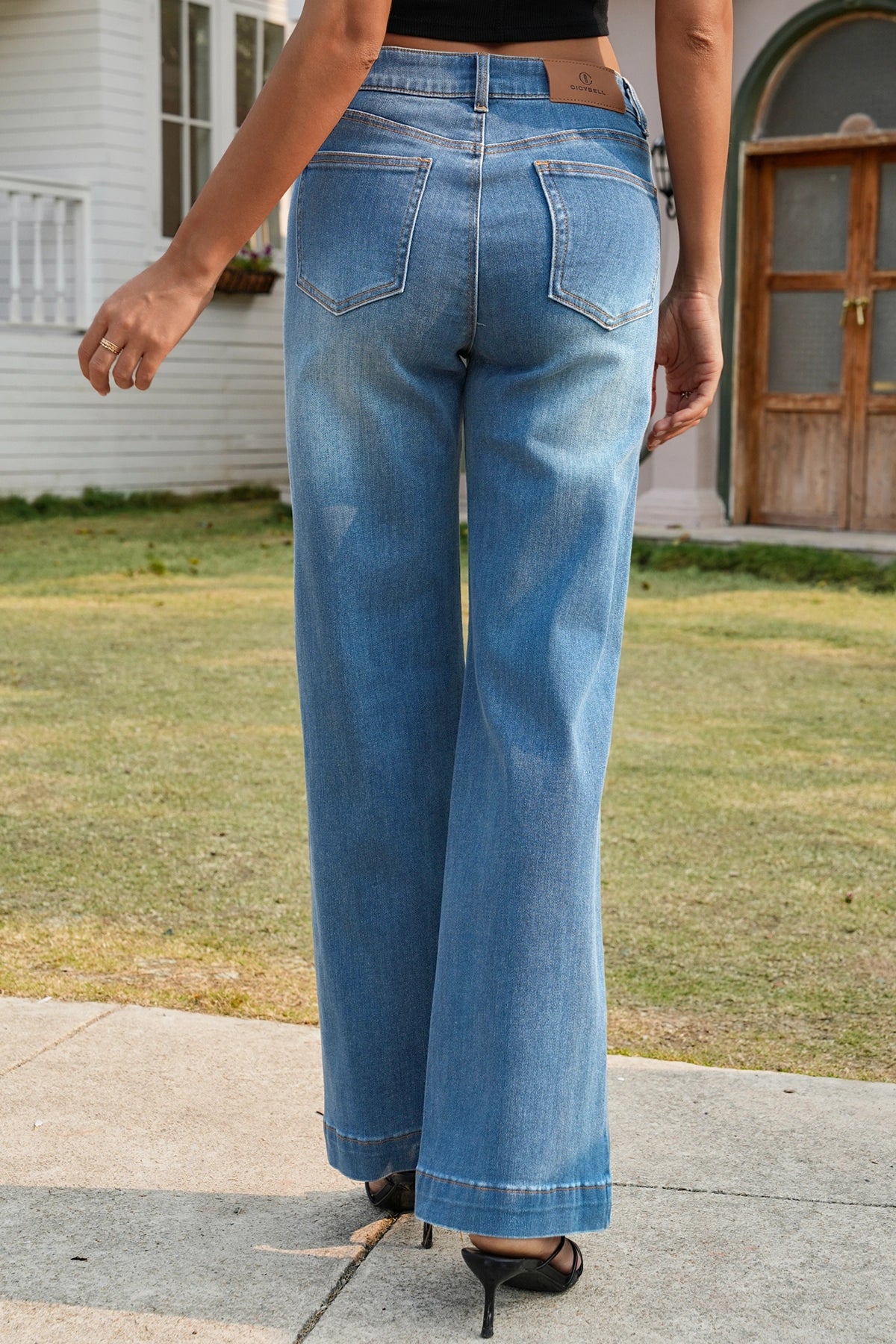 Womens Light Blue Wide Leg Jeans | CicyBell