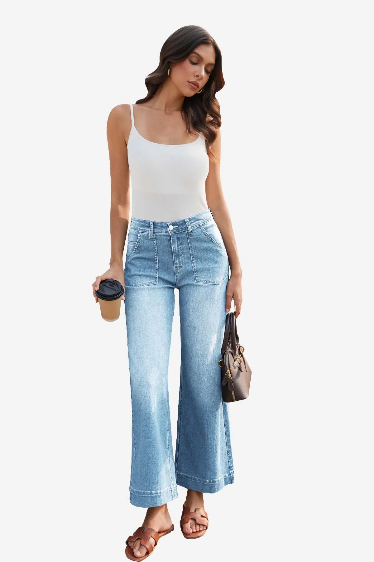 Womens Light Blue Baggy Wide Leg Jeans | CicyBell