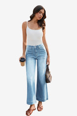 Womens Light Blue Baggy Wide Leg Jeans | CicyBell