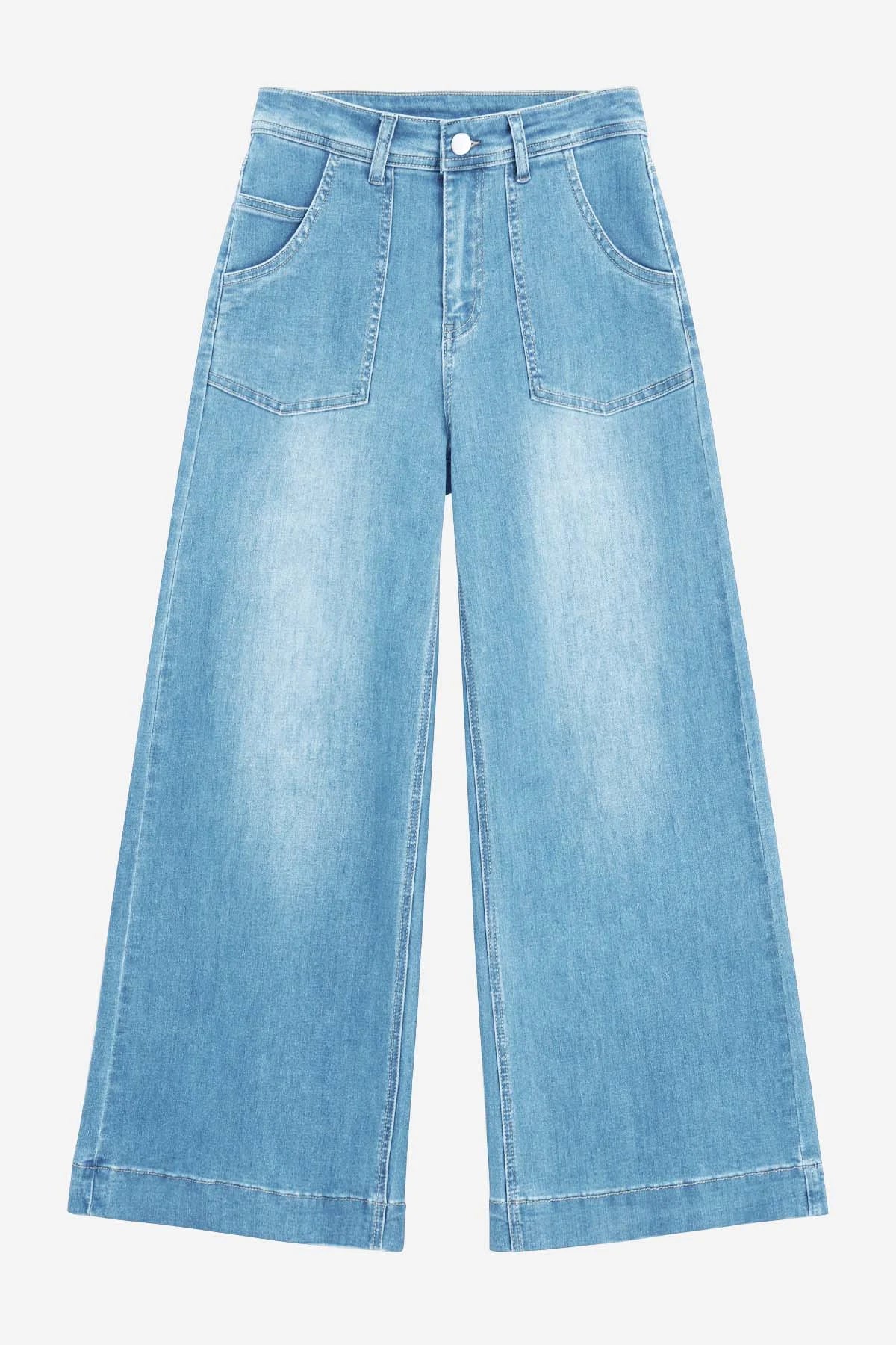 Womens Light Blue Baggy Wide Leg Jeans | CicyBell