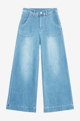 Womens Light Blue Baggy Wide Leg Jeans | CicyBell