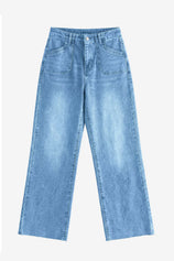 Womens Light Blue High Waisted Straight Jeans | CicyBell