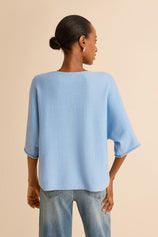 Womens Light Blue Half Sleeve Sweaters | CicyBell