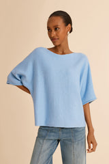 Womens Light Blue Half Sleeve Sweaters | CicyBell