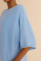 Womens Light Blue Half Sleeve Sweaters | CicyBell