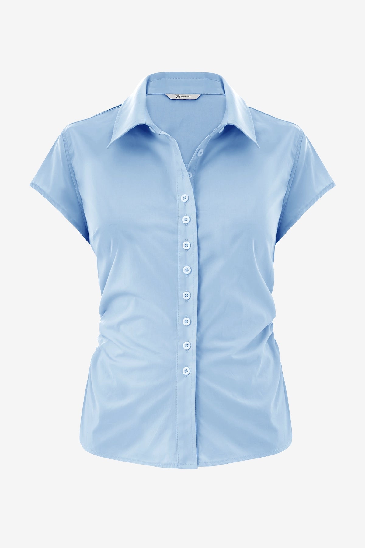 Womens Light Blue Summer Button Down Shirts  | CicyBell