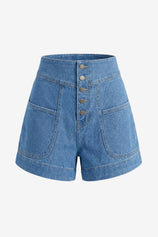 Comfort Stretch Flouncy Light Blue Denim Shorts | CicyBell