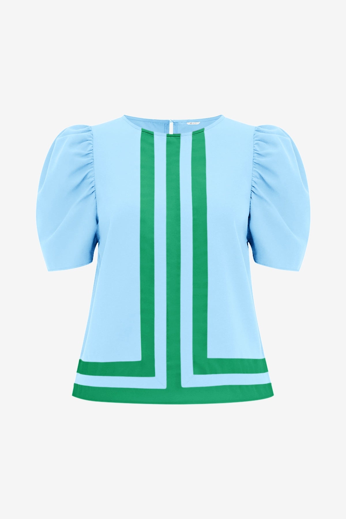 Womens Light Blue Summer Puff Sleeve Blouses  | CicyBell