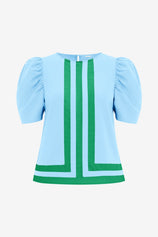 Womens Light Blue Summer Puff Sleeve Blouses  | CicyBell