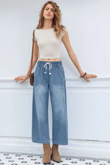 Cicy Bell Womens Light Blue Wide Leg Jeans