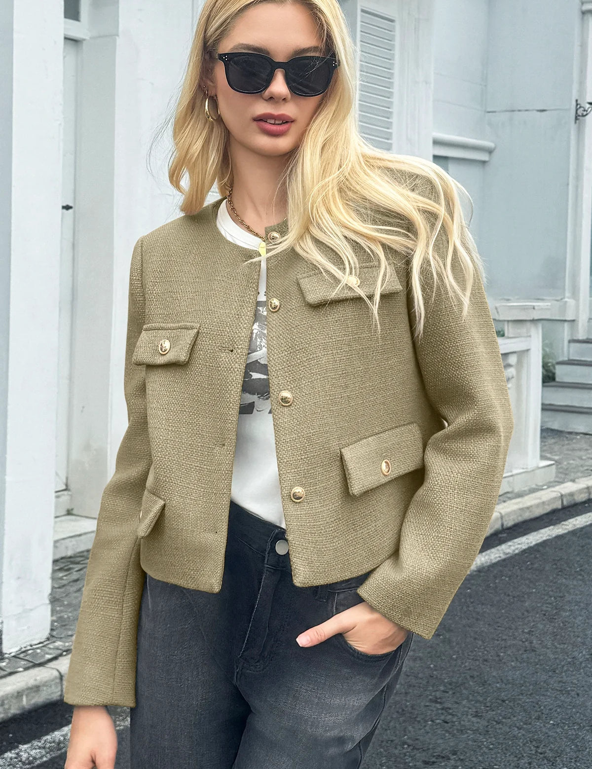 CicyBell-Womens-LightGreen-Cropped-Tweed-BlazerJackets-RP6129_5.webp