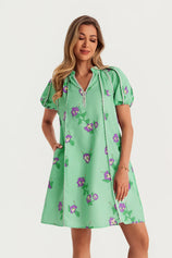 Womens Light Green Puff Sleeve Mini Dresses | CicyBell