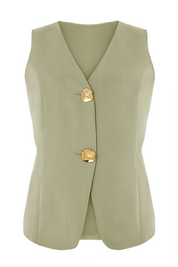 Cicy Bell Womens Light Green V Neck Vest Tops