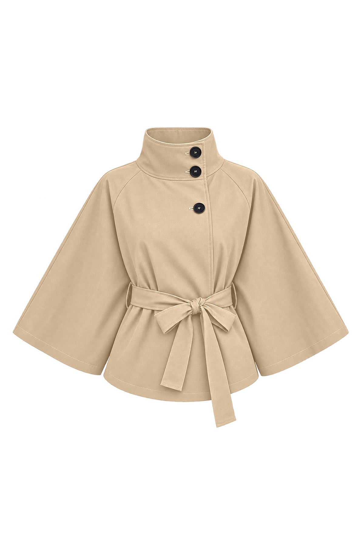 Womens Light Khaki Cropped Trench Coat | CicyBell