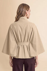 Womens Light Khaki Cropped Trench Coat | CicyBell