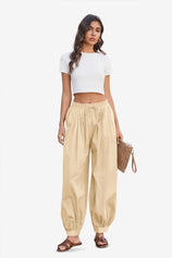 Womens Light Khaki Baggy Pleated Harem Pants | CicyBell