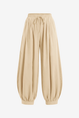 Womens Light Khaki Baggy Pleated Harem Pants | CicyBell