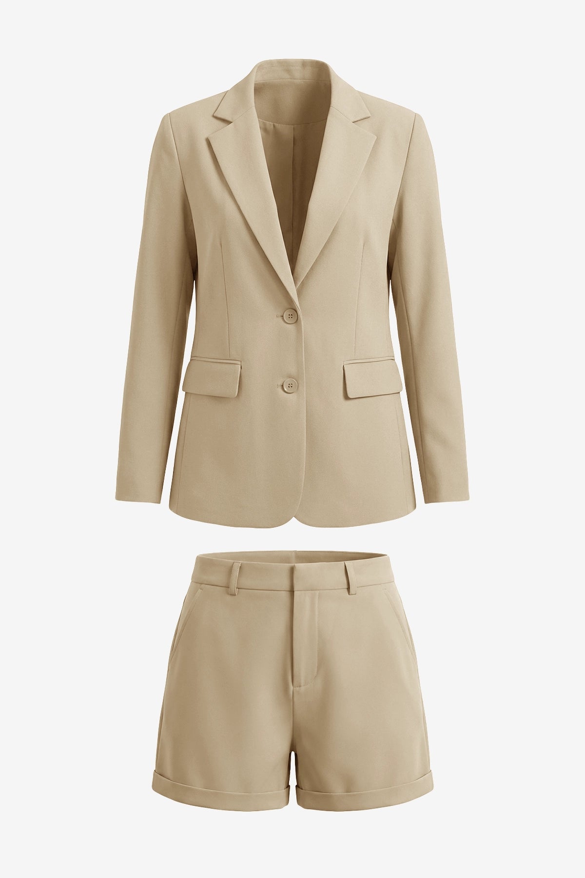 Womens Light Khaki Blazer Matching Shorts Sets | CicyBell