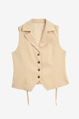 Womens Light Khaki 2 Piece Vest Sets | CicyBell