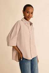 Womens Light Khaki Oversized Button Down Shirts | CicyBell