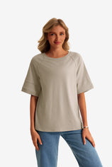 Womens Light Khaki Oversized T-Shirts  | CicyBell